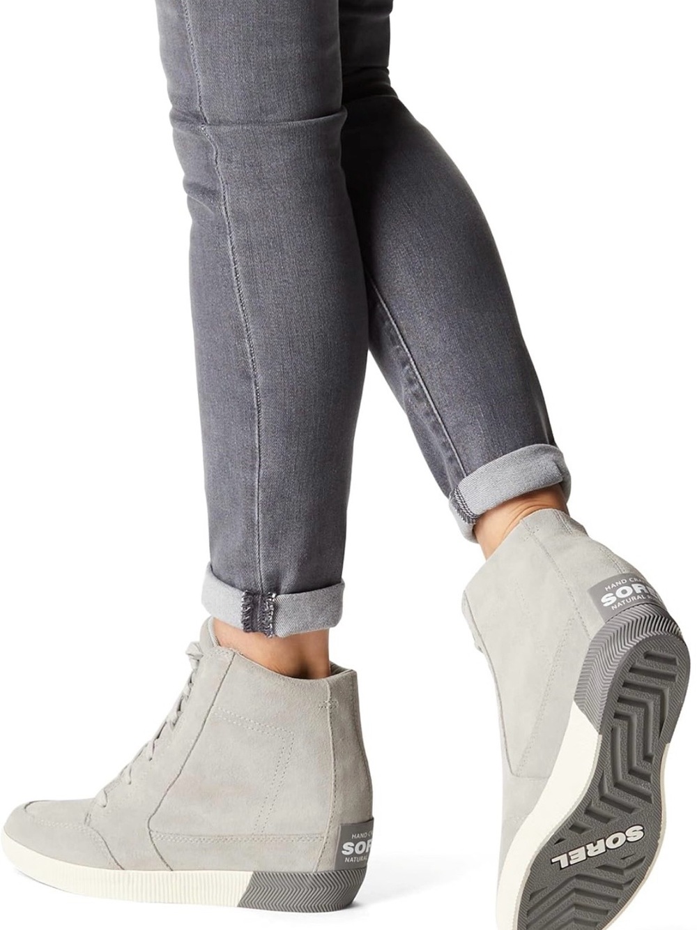Sorel Women's Light Gray Out N About Booties wedge suede